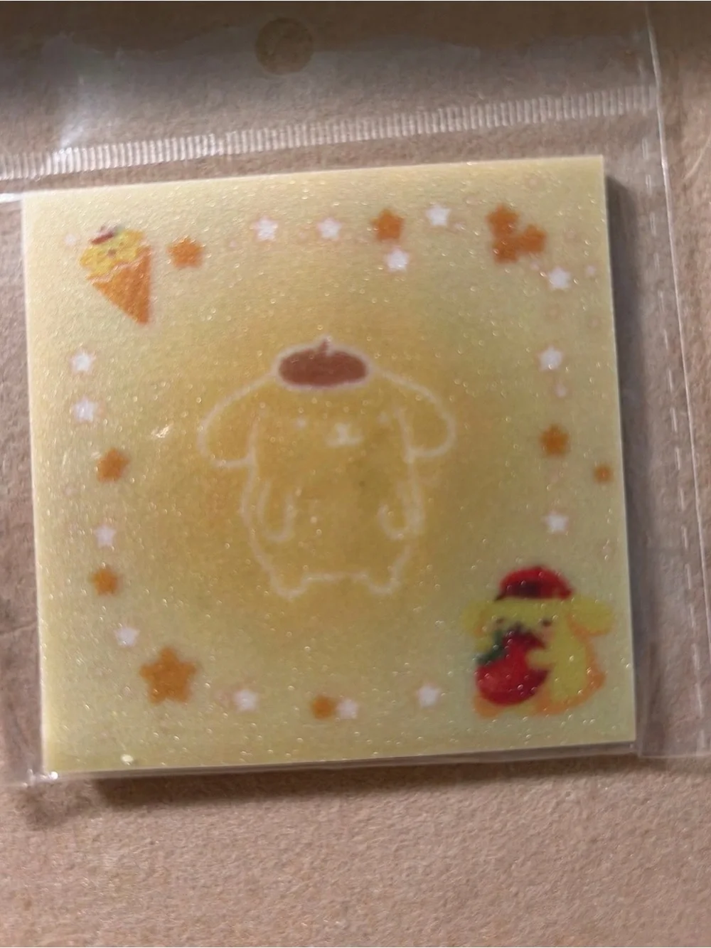 Sanrio Pompompurin Yellow Glitter Sticky Notes